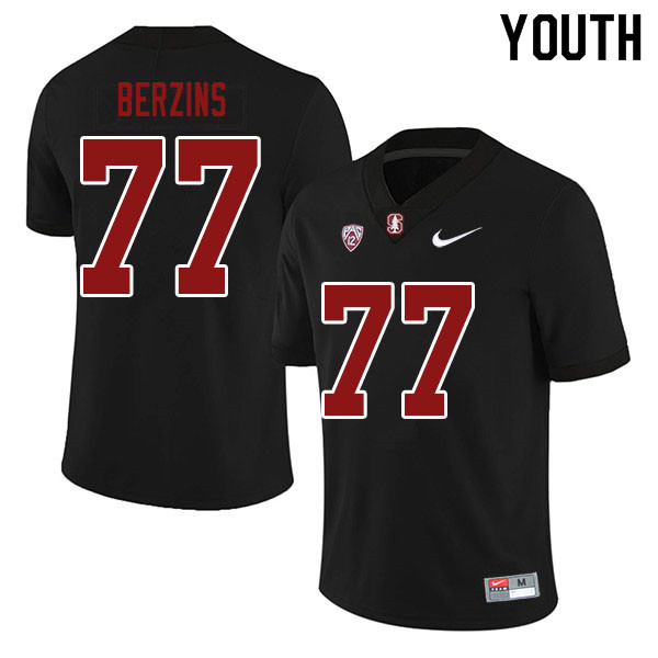 Youth #77 Logan Berzins Stanford Cardinal College Football Jerseys Sale-Black - Click Image to Close